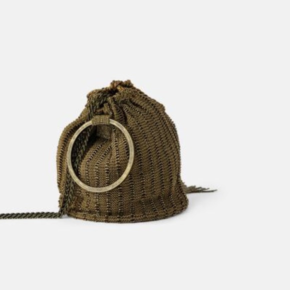Zara Bags Zara Gold Beaded Crossbody Bag With Ring Poshmark